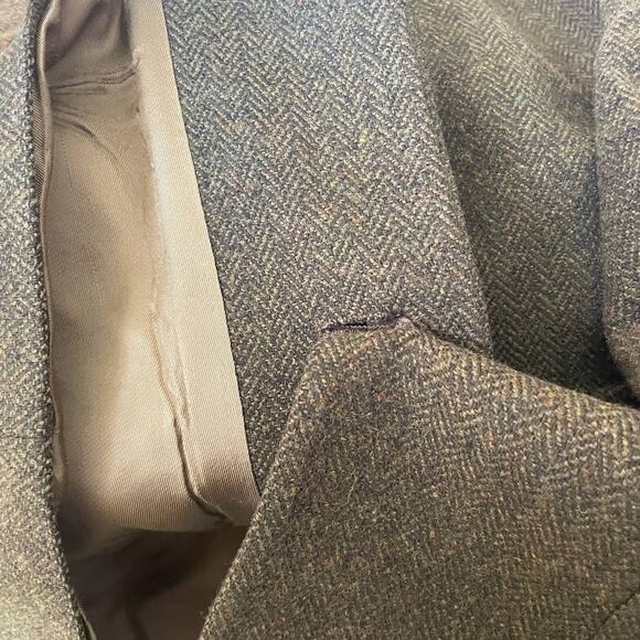 L.L. Bean Olive Green 3 Buttons Herringbone Pattern L/S Blazer Jacket - Size12 - Picture 6 of 7